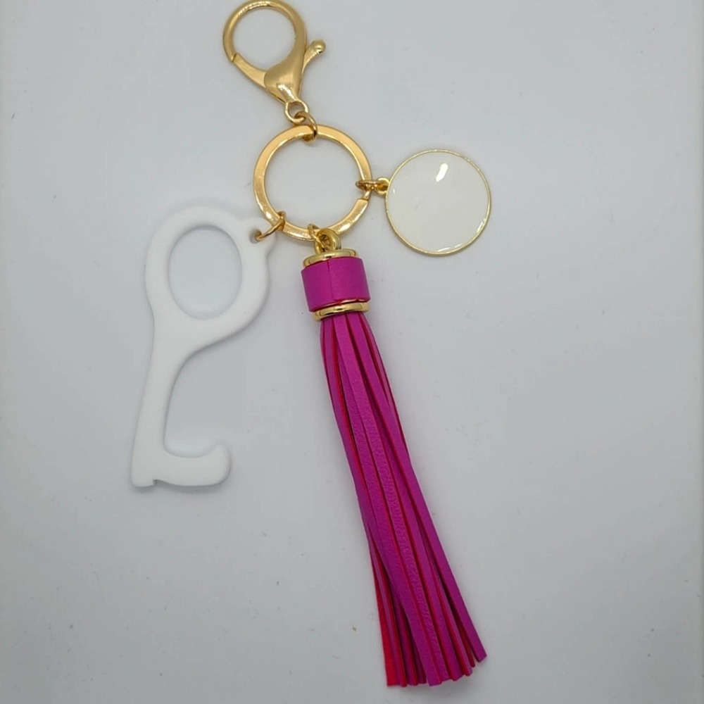Rose Pink Hands Free Tassled Keychain